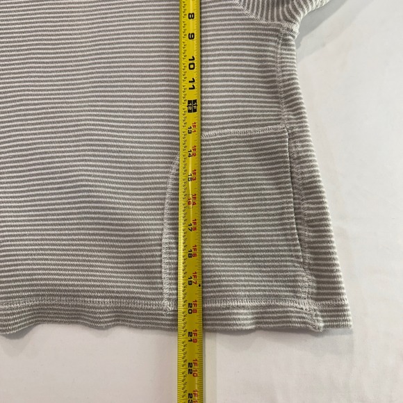 J.Crew Striped Cotton Hoodie Women Medium Grey White Pockets | Coastal Preppy - Picture 8 of 8